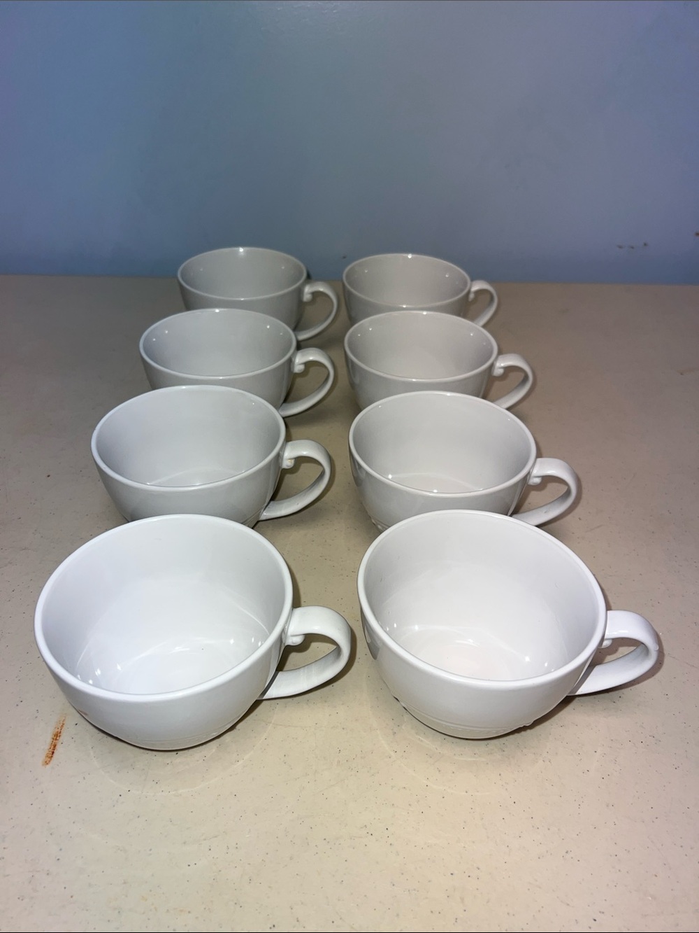 White Ceramic Coffee/Tea Cups - Set of 8